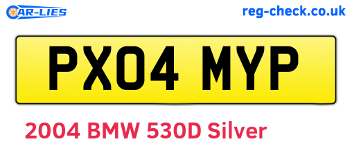 PX04MYP are the vehicle registration plates.