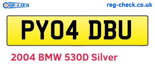 PY04DBU are the vehicle registration plates.