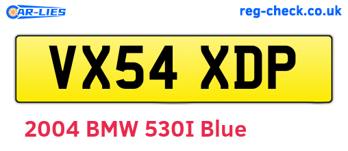 VX54XDP are the vehicle registration plates.