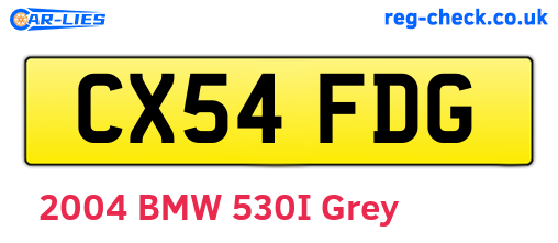 CX54FDG are the vehicle registration plates.
