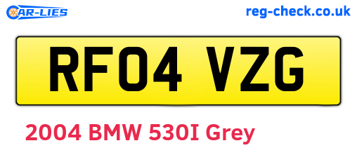 RF04VZG are the vehicle registration plates.