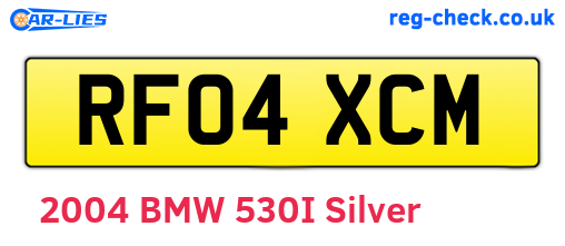 RF04XCM are the vehicle registration plates.