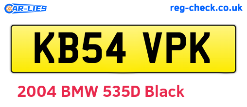 KB54VPK are the vehicle registration plates.