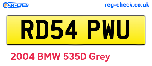 RD54PWU are the vehicle registration plates.