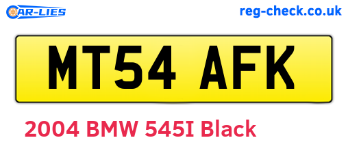 MT54AFK are the vehicle registration plates.