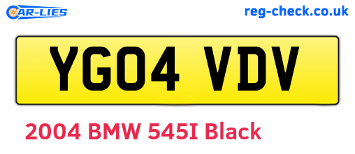YG04VDV are the vehicle registration plates.