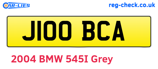 J100BCA are the vehicle registration plates.