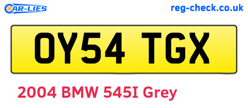 OY54TGX are the vehicle registration plates.