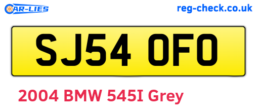 SJ54OFO are the vehicle registration plates.