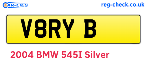 V8RYB are the vehicle registration plates.