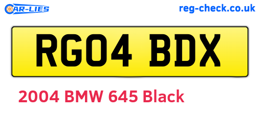 RG04BDX are the vehicle registration plates.