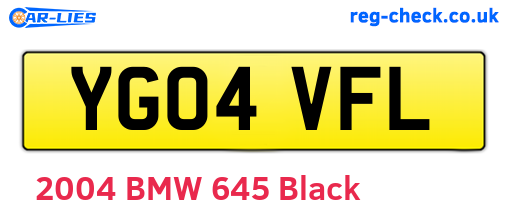 YG04VFL are the vehicle registration plates.