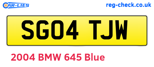 SG04TJW are the vehicle registration plates.
