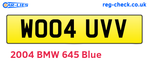 WO04UVV are the vehicle registration plates.