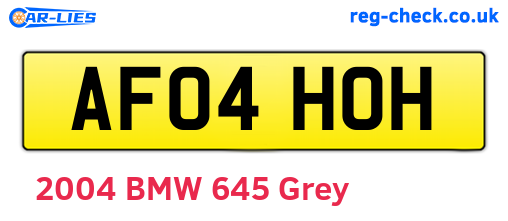 AF04HOH are the vehicle registration plates.