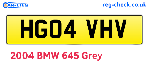 HG04VHV are the vehicle registration plates.