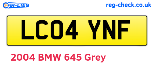 LC04YNF are the vehicle registration plates.