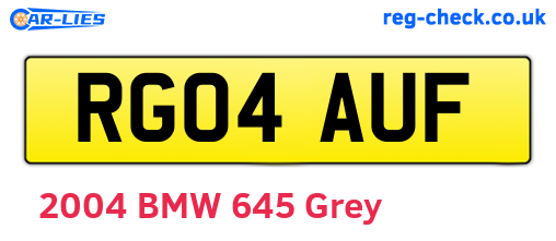 RG04AUF are the vehicle registration plates.