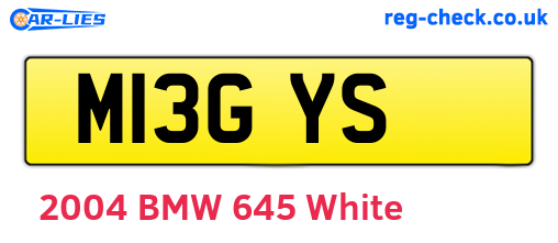 M13GYS are the vehicle registration plates.