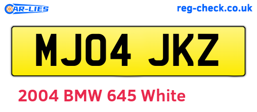 MJ04JKZ are the vehicle registration plates.