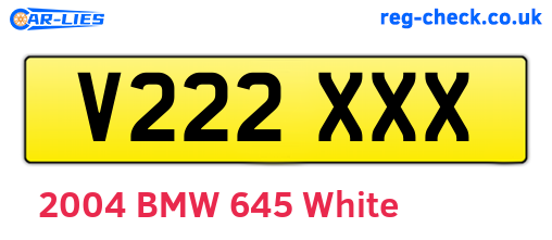 V222XXX are the vehicle registration plates.