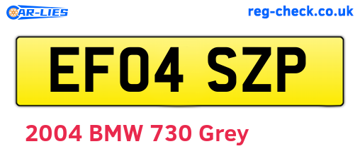 EF04SZP are the vehicle registration plates.