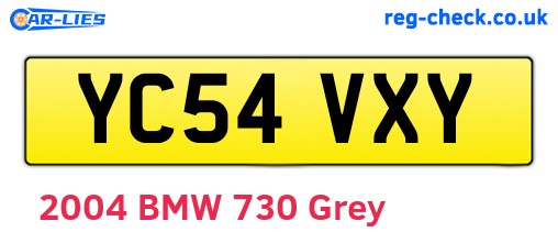 YC54VXY are the vehicle registration plates.