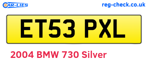 ET53PXL are the vehicle registration plates.