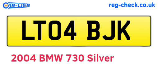 LT04BJK are the vehicle registration plates.