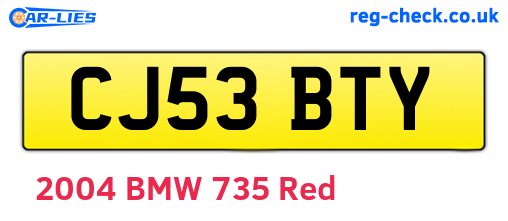 CJ53BTY are the vehicle registration plates.