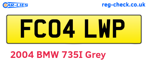 FC04LWP are the vehicle registration plates.