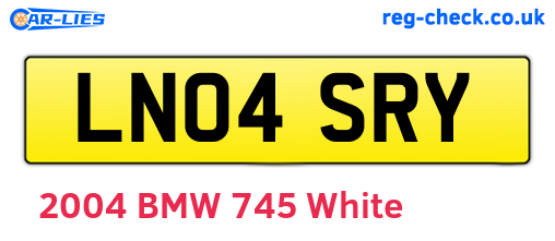 LN04SRY are the vehicle registration plates.