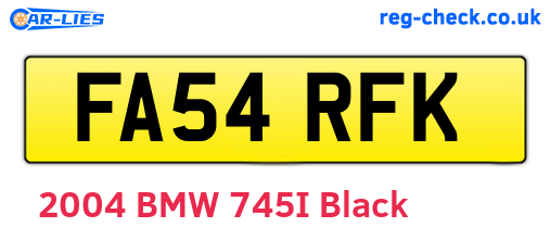 FA54RFK are the vehicle registration plates.
