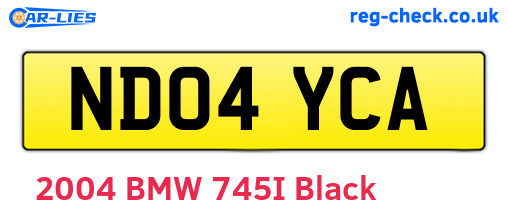 ND04YCA are the vehicle registration plates.