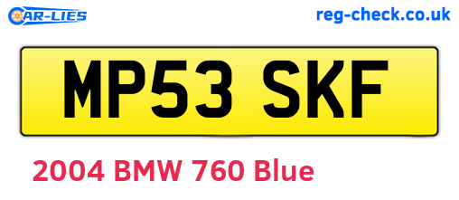 MP53SKF are the vehicle registration plates.