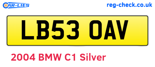 LB53OAV are the vehicle registration plates.