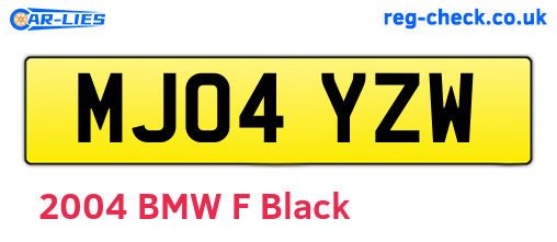 MJ04YZW are the vehicle registration plates.