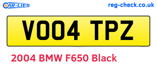 VO04TPZ are the vehicle registration plates.