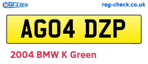 AG04DZP are the vehicle registration plates.
