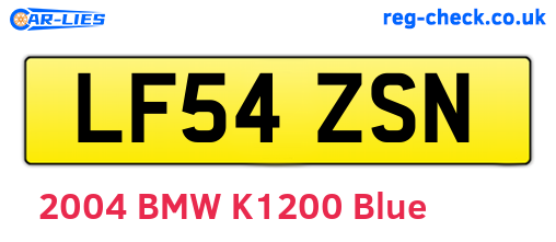 LF54ZSN are the vehicle registration plates.