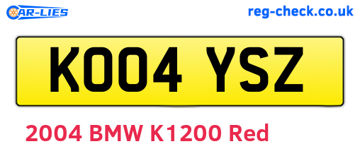 KO04YSZ are the vehicle registration plates.