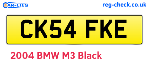 CK54FKE are the vehicle registration plates.