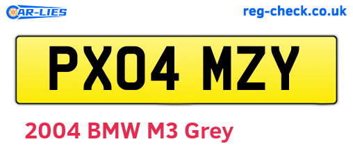 PX04MZY are the vehicle registration plates.