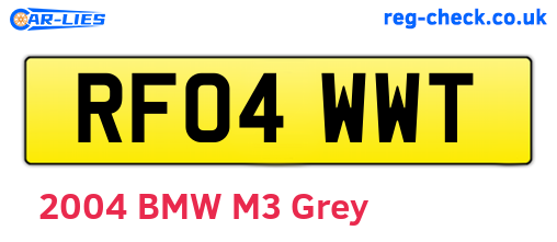 RF04WWT are the vehicle registration plates.