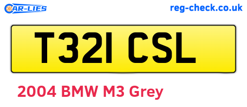 T321CSL are the vehicle registration plates.