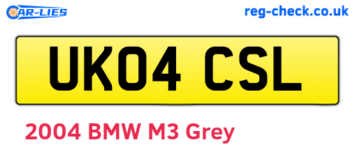 UK04CSL are the vehicle registration plates.