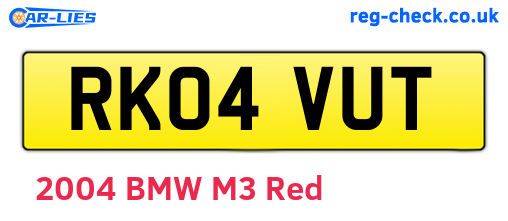 RK04VUT are the vehicle registration plates.