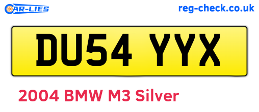 DU54YYX are the vehicle registration plates.
