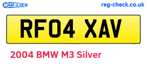 RF04XAV are the vehicle registration plates.