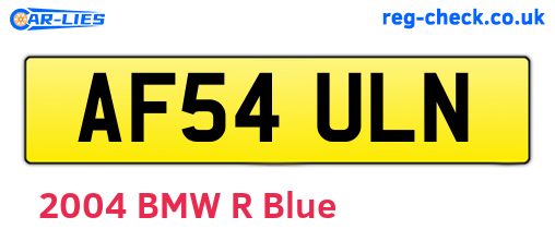 AF54ULN are the vehicle registration plates.